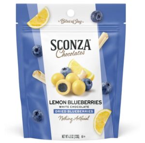 Sconza White Chocolate Lemon Blueberries 4.5oz Peg Bags 6ct